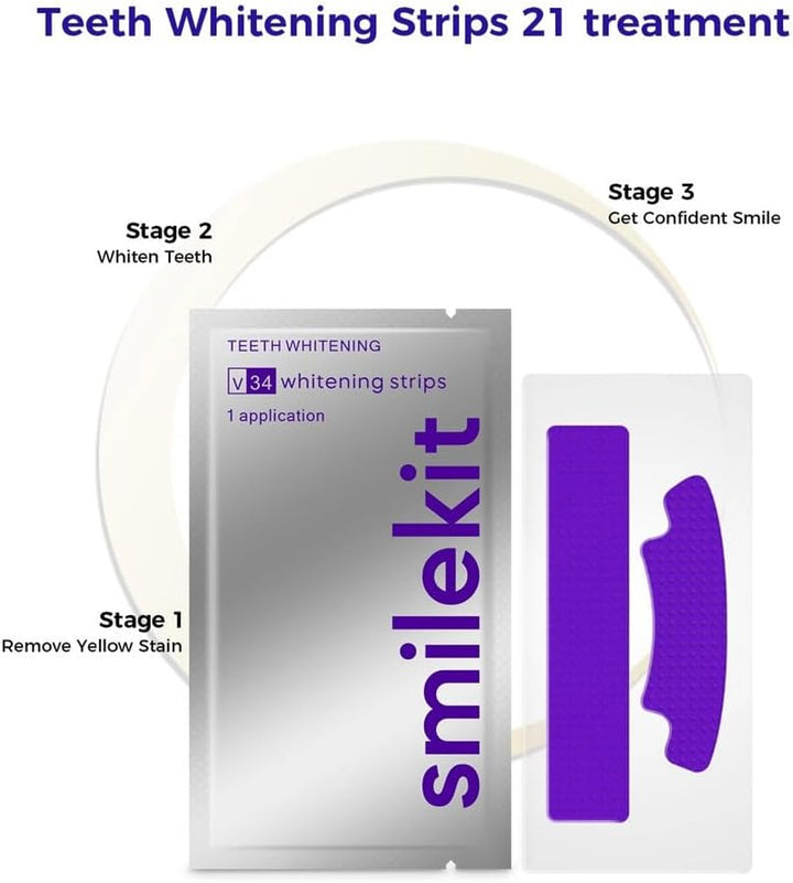 ® V34 Instant Teeth Whitening Strips | Teeth Whitening Kit | Teeth Strip | Teeth Whiteners | Powder Alternative | UK Supplier | Pack of 28 Strips, 14 Treatments