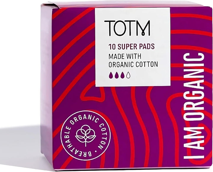 Organic Cotton Sanitary Pads with Triple-Layer Protection | Medium - Pack of 10 | Breathable Period Care with Secure Wings & Waterproof Backing | Sanitary Towels for Day & Night