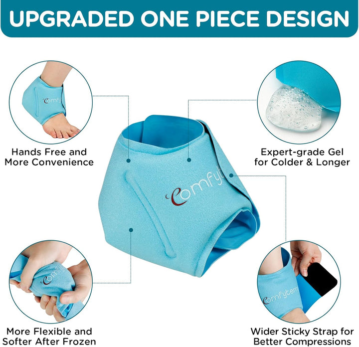 Ankle Ice Pack Wrap (1 Pack), Reusable Foot Ice Pack for Injuries, Hot and Cold Gel Pack for Pain Relief, Cold Compress for Swelling, Achilles Tendinitis, Plantar Fasciitis, Surgery Recovery
