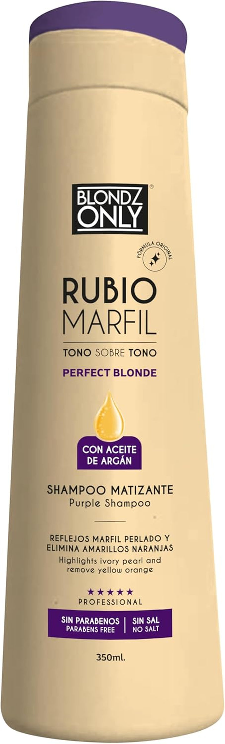 Hair Purple Toning Mask | Eliminates Brassiness | Neutralizes Yellow & Orange Tones | Rubio Marfil Blonde Pearl with Argan Oil Perfect Blonde (Beige) 11.8 Fluid Ounce (350 Ml)
