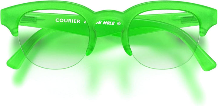 ® Courier Fashion Glasses | Zero’S with Clear Lenses | Modern Vintage Browline Frames | Men’S Women’S Unisex | Spring Hinges