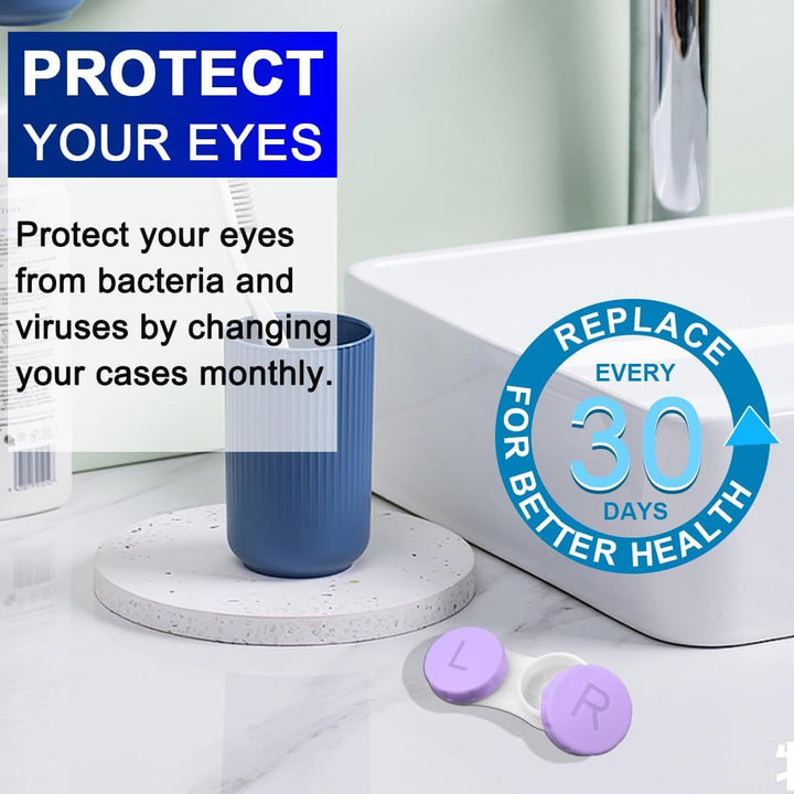 4 Packs Contact Lens Cases with Left/Right Caps, Contact Lenses Holder Box, Portable Leak-Proof Contact Lens Container for Home Travel Outdoor, 4 Colors