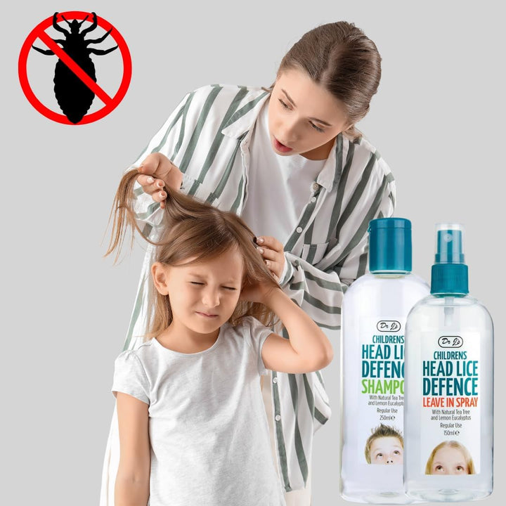 Dr J’S 3-Piece Head Lice Prevention Kit – Tea Tree & Lemon Eucalyptus Shampoo, Lice Repellent Spray & Nit Comb | Natural Nit & Lice Defence for Kids | Packaging and Colours May Vary