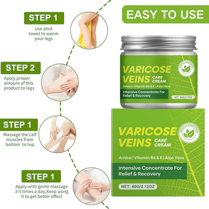 Vari/Cose Veins Cream for Legs - Vari/Cose Veins Leg Care Cream with Vitamin E & Aloe - Reduces Leg Discomfort - Fast-Absorbing, Non-Greasy - 60G