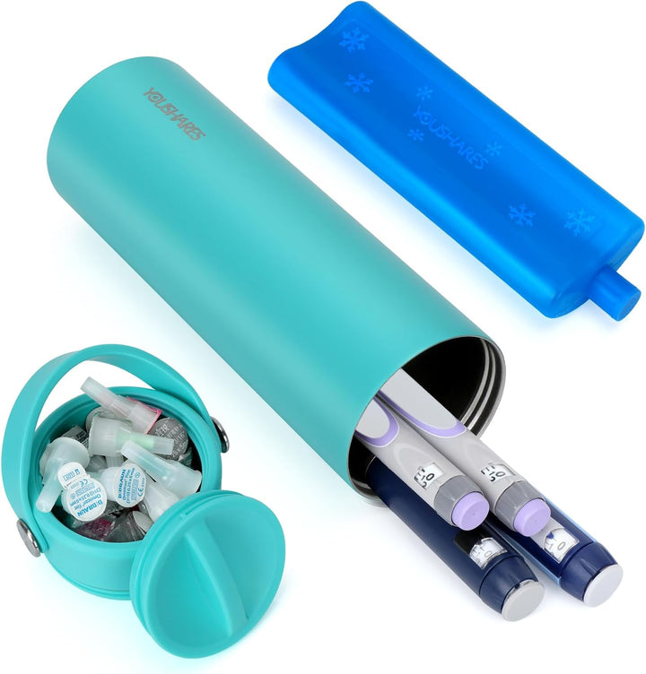 Insulin Cooler Travel Case - Handy Medication Insulated Diabetic Carrying Cooling Bag for Insulin Pen, Glucose Meter and Diabetic Supplies with 3 Cooler Ice Pack (Black)