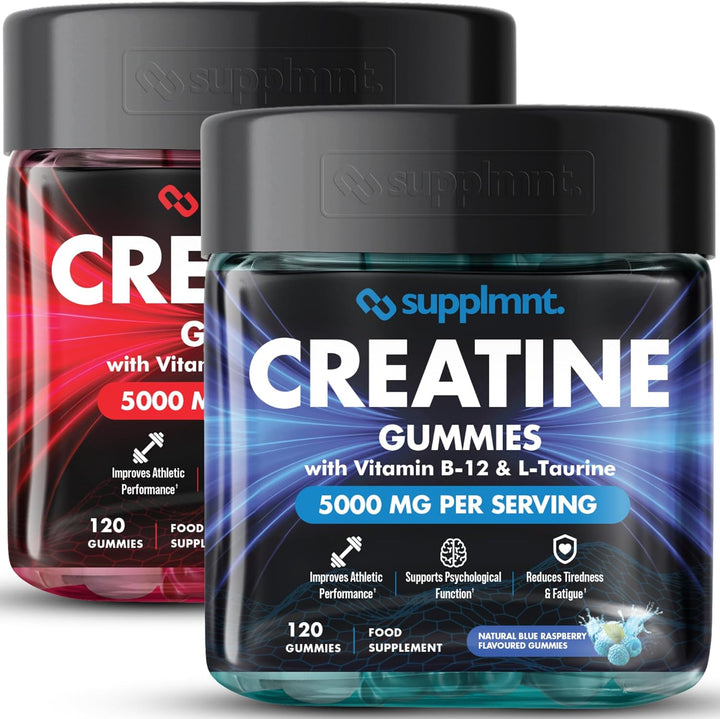 Creatine Gummies 5000Mg Lab-Tested 120Ct Max Strength Muscle Growth/Recovery Supplements for Men & Women Creatine Monohydrate B12 & L-Taurine Vegan Gym Pre Workout Gummies, (Blueberry)