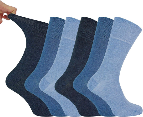 Footnurse | Mens 6-Pack Loose Non-Elastic Diabetic Socks with Hand Linked Toes Seams | 5 Colours