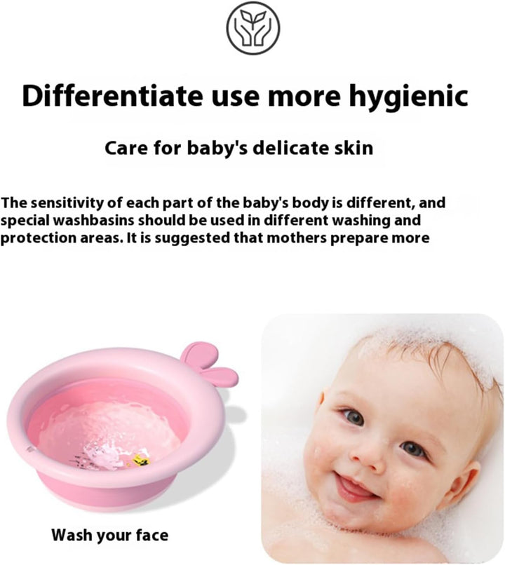 Foldable Baby Wash Basin - Flap Washbowl | Cartoon Folding Foot Basin Tubs, Portable anti Slip Babies - Wash Tub for Butt Feet Easy Shower Travel Outdoor