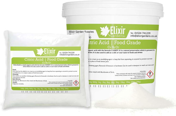 Citric Acid Fine Grade | 100% Anhydrous GMO Free | 250G - 25Kg | Supplied in a Bag or Tub | 5Kg Tub