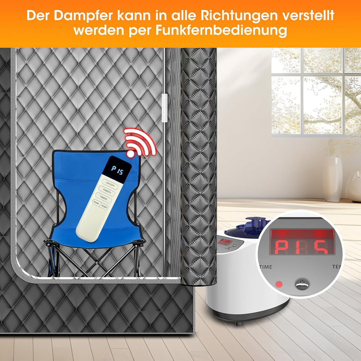 Portable Steam Sauna, Home Sauna with 3L 1200W Steamer, Remote Control, Personal Full Body Sauna Pod for Home, Gym, Garage