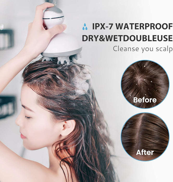 Cordless Hair Scalp Massager, Electric Head Massager with Kneading 84 Massage Nodes, Handheld Portable Head Scratcher Massager for Hair Growth, Deep Clean and Stress Relax, Gifts for Women Men