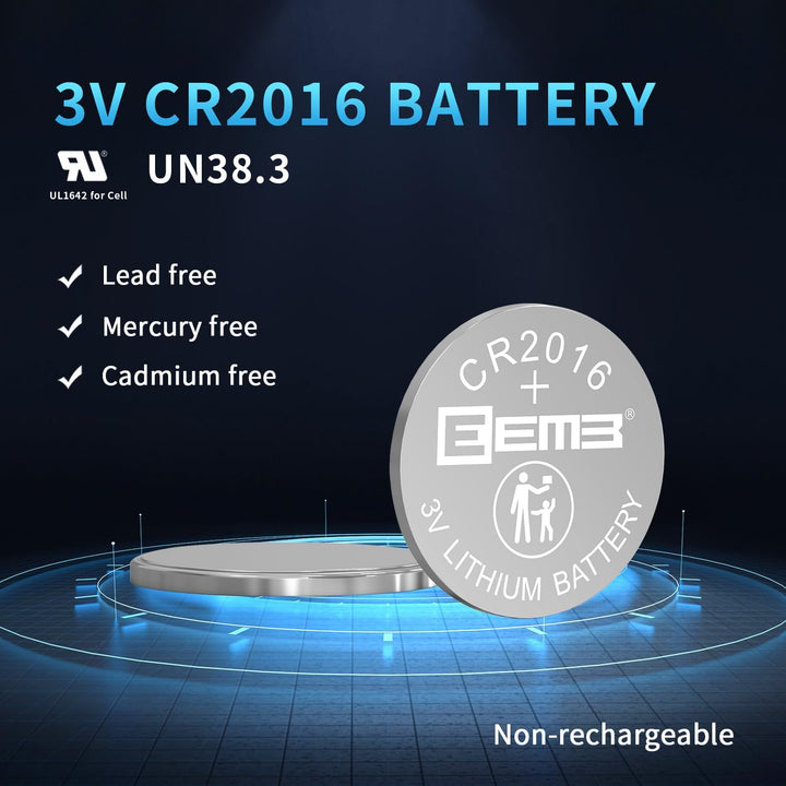5 PACK CR2016 Battery Cell 3V Lithium Mercury Free Long Life Strong Power 2016 Coin Button Batteries ECR2016 DL2016 for Electronic Devices, Car Keys,Watch, Household Items