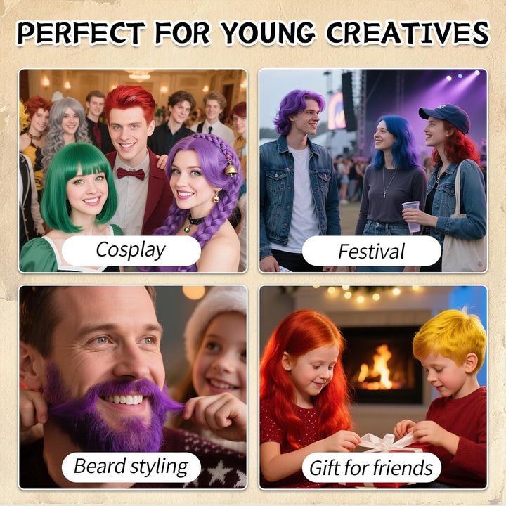 Hair Dye for Dark Hair, Temporary Hair Colour Comb for Girl & Women. Great Gift on Birthday Halloween Christmas Cosplay Party, Easy Washable and Safety Hair Chalk Comb(6 Bright Colour)