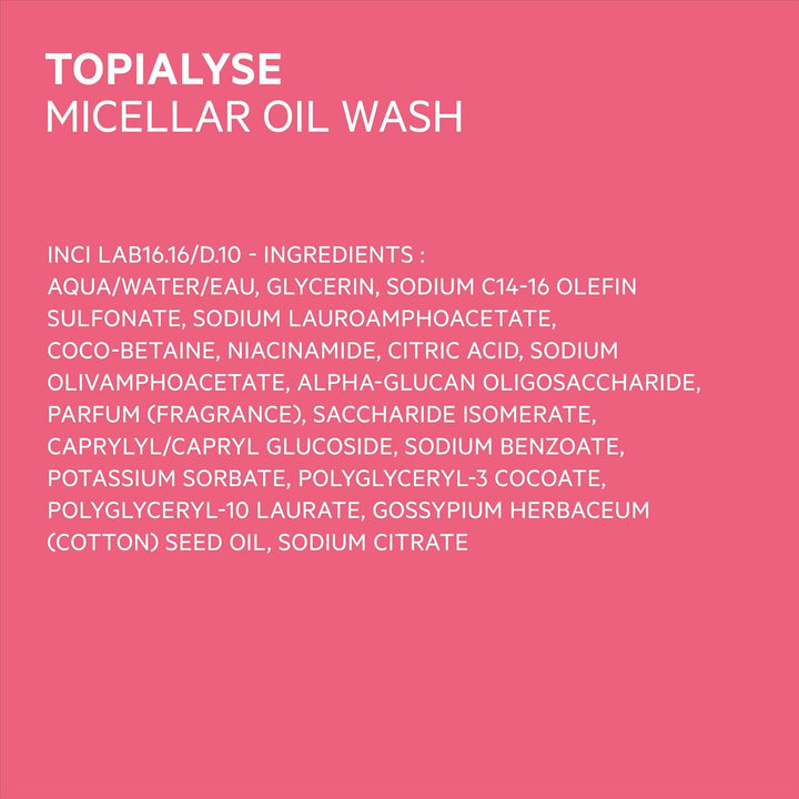 SVR TOPIALYSE All over Micellar Shower Oil, Moisturising Eczema Body Wash, 24Hr Hydration Emulsifying Soothing Bath Oil for Very Dry, Sensitive Skin, from Newborn and Up