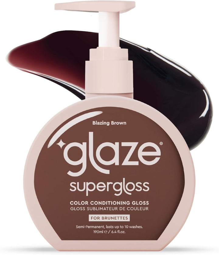 Supergloss Color Conditioning Gloss with Dispensing Pump – Hydrating Semi-Permanent Color Hair Gloss & Shine Boost – for Dark Brown Hair – 6.4 Fl Oz - Chocolate Gleam