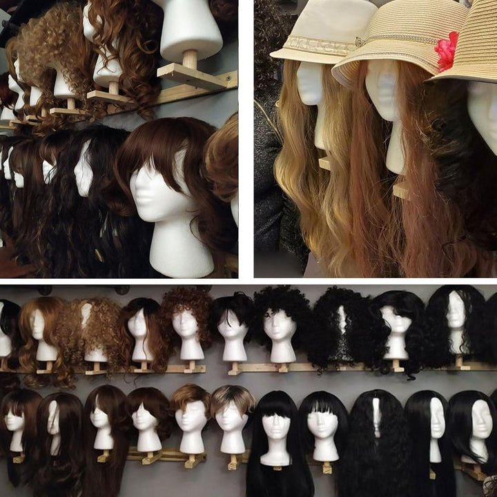 1 PCS Foam Wig Head White Female Styrofoam Mannequin Hairpieces Stand Holder Cosmetics Model Head Wig Display for Style,Model, Hats, Masks, DIY ,Arts,Hairpieces, Salon and Travel (#Bai)