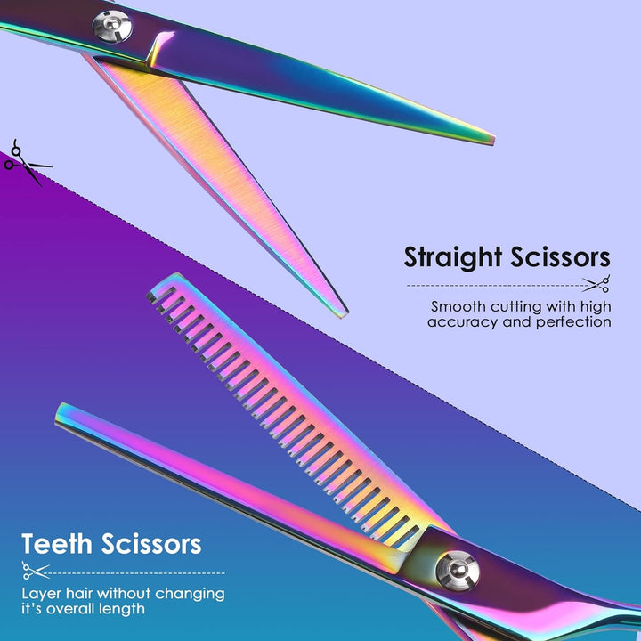 Hairdressing Scissors Thinning Scissors Set - 6.0 Inch + Presentation Case/Box + Black Comb + Thinning Hair Comb + Black Hair Clip