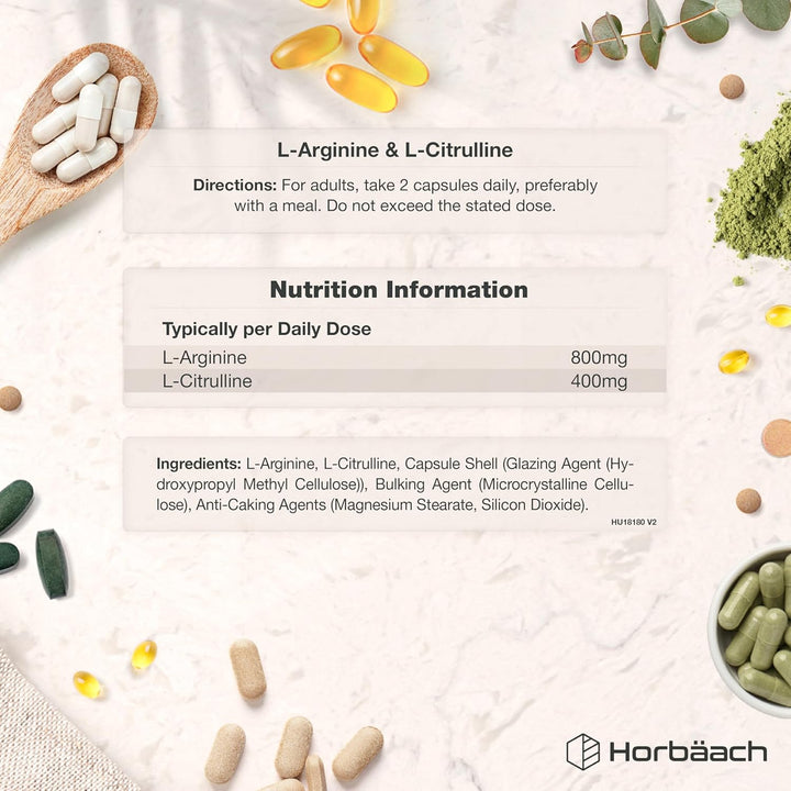 L Arginine and L Citrulline 1200Mg Capsules | 180 Count | Amino Acids | Supplements for Men and Women | Suitable for Vegans & Vegeterians | by