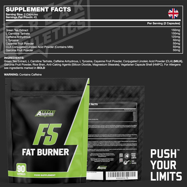F5 Weight Loss Pills - Fat Burners for Men - Fat Burners for Women Weight Loss - 90 Capsules Fat Burner Suitable for Men & Women - UK Made
