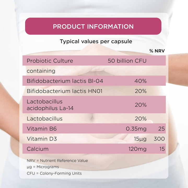 Super50 Probiotic | Gut Health | with Vitamin D3 | 50 Billion Live Probiotic Cultures | Vitamin B6 | Calcium | Vegetarian (60 Capsules)
