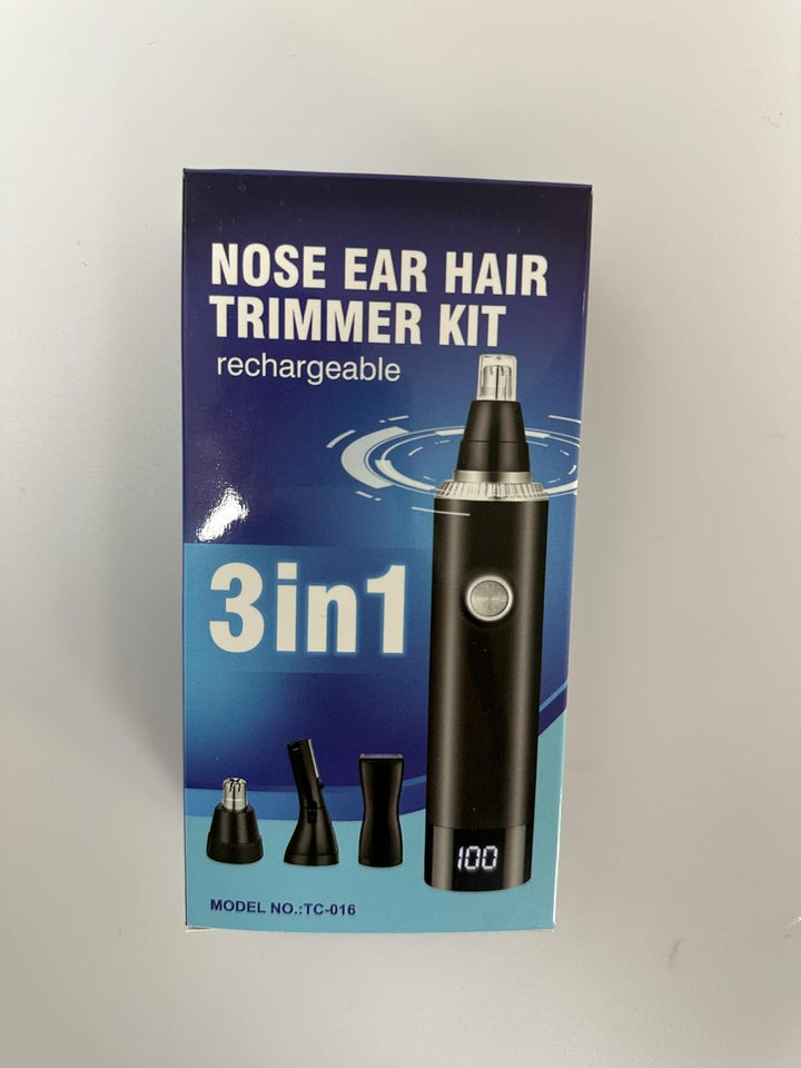 Rechargeable Nose Hair Trimmer for Men and Women, 3-In-1 Professional Painless Eyebrow and Facial Hair Trimmer, IPX7 Waterproof Nose Trimmer Men with Dual Edge Blades,Eyebrow Trimmer