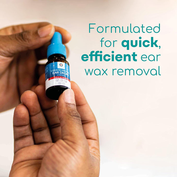 Quick-Action Sodium Bicarbonate Ear Drops for Wax Removal and Blocked Ears, 10Ml - Ear Wax Removal Drops Dissolve and Remove Earwax for Clean Ears - Natural Bicarbonate of Soda Ear Drops