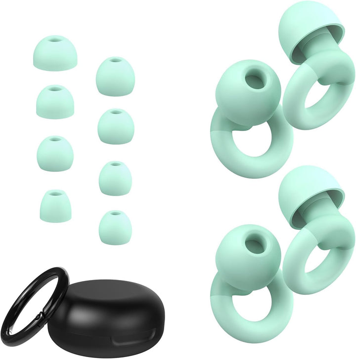 Ear Plugs for Sleeping, 2 Pairs of Reusable Earplugs for Noise Reduction 25Db-30Db with 8 Ear Tips, Soft Hearing Protection Earplugs for Concert,Noise Sensitivity, Study & Work