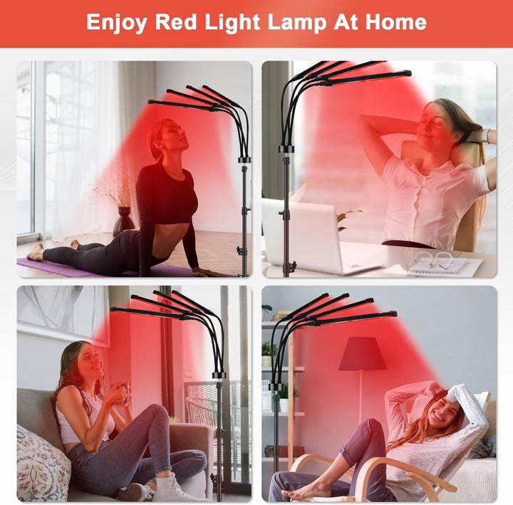 32W Red Lights,  660Nm & 850Nm Infrared Lamp with 5 Brightness Adjustable & 10/20/30 Timer, Red & Infrared Light Lamp with Stand for Home