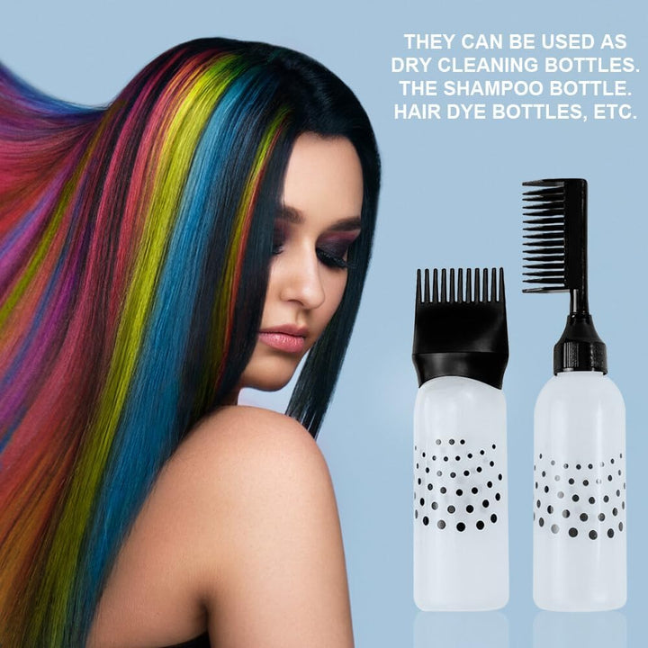 Hair Oil Applicator Bottle, 3Pcs Root Comb Applicator Bottle with 1 Hair Massager, Scalp Oil Applicator with Graduated Scale for Salon Home DIY