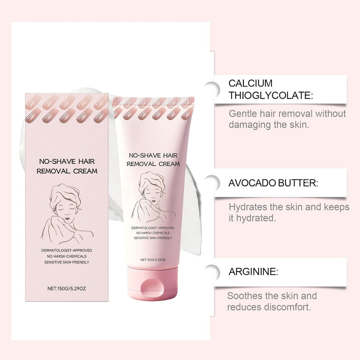 No Shave Hair Removal Cream, Suitable for Sensitive Skin, Fast and Gentle, Moisturizes and Nurtures Skin, Leaving It Soft and Protected after Hair Removal (2PC)