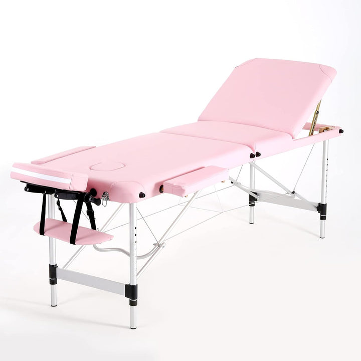 Portable Massage Table Folding Lightweight Beauty Salon Spa Bed Therapy Couch (Black, 60Cm Width 3 Section Aluminum)