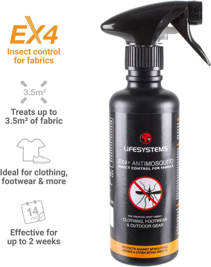 Ex4 anti Mosquito Clothing, Footwear and Outdoor Gear Treatment - 350Ml Spray | Protect against Mosquitoes, Midges, Biting Insects
