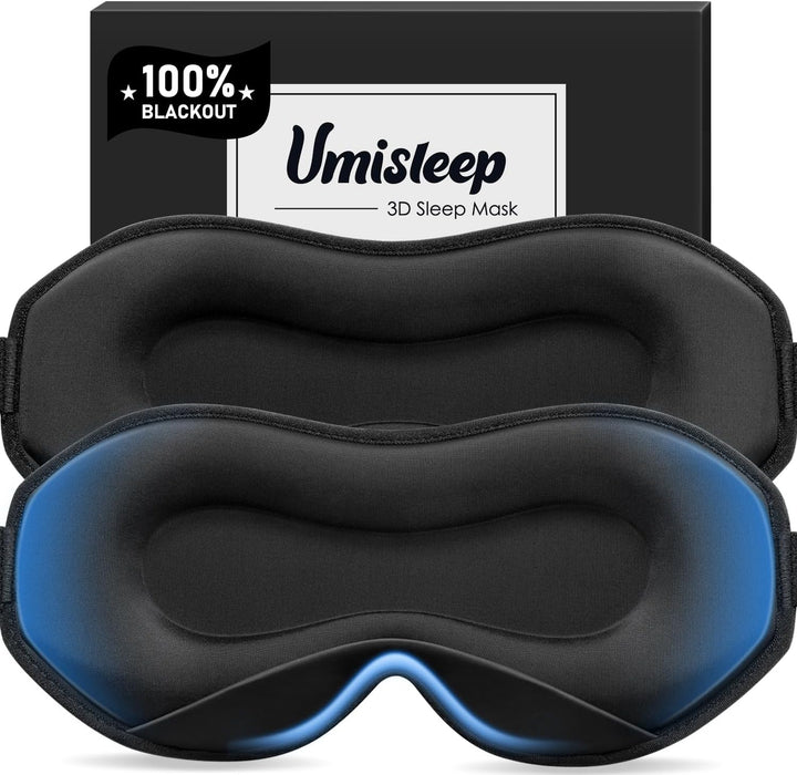 Upgraded Sleep Mask, Perfect Sleeping Mask for Side Sleepers, 3D Ultra Soft Comfortable Eye Masks for Sleeping Women Men Kids with Adjustable Strap, Blindfold for Travel/Sleep/Nap, Black