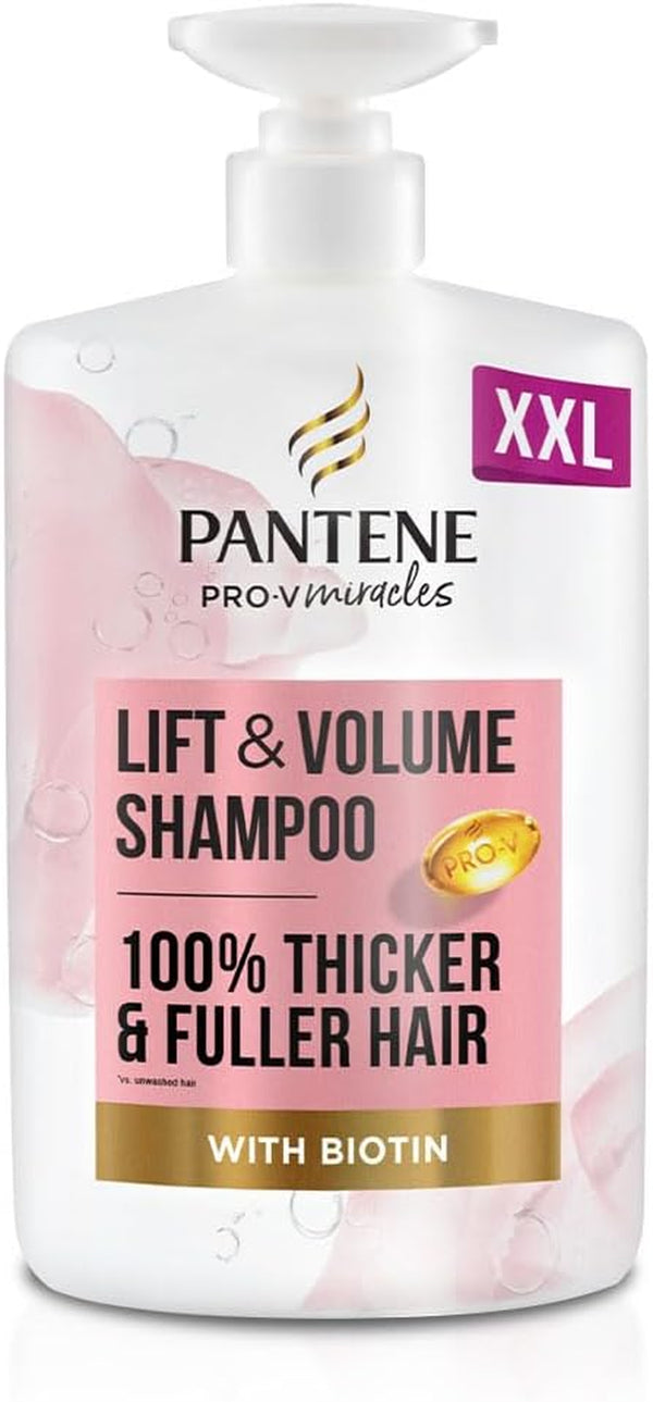 Lift'N'Volume Thickening Shampoo with Biotin, Silicone Free, 1000Ml XL Pump. Pro V Miracles Shampoo Enriched with Antioxidants. Visibly Fuller Hair