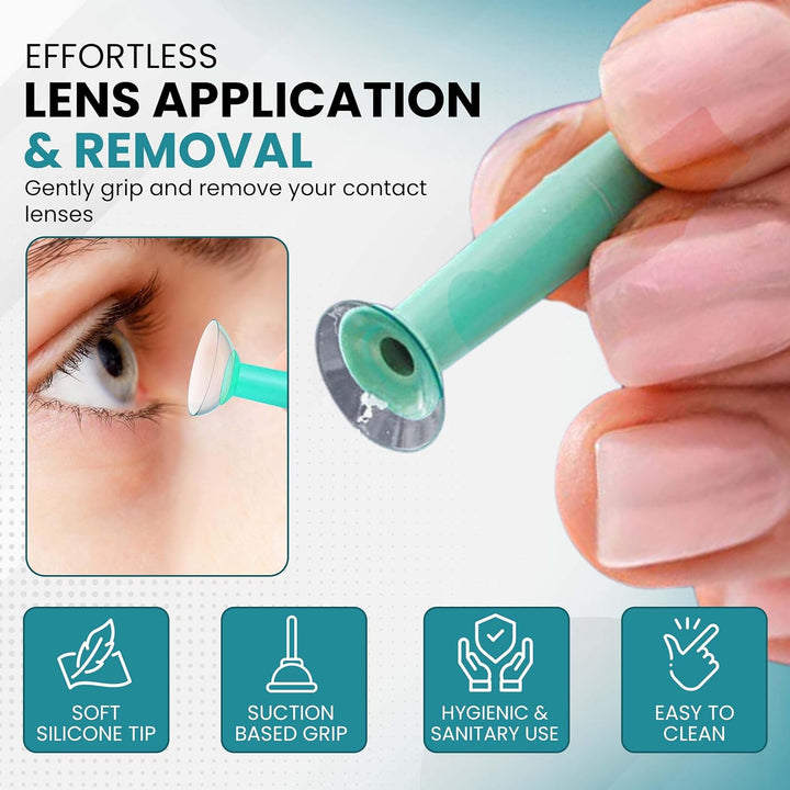 | Contact Lenses Applicator & Remover Tool with Storage Case | 1PC Green Silicone Lens Inserter with Suction Holder for Coloured Contact Lenses