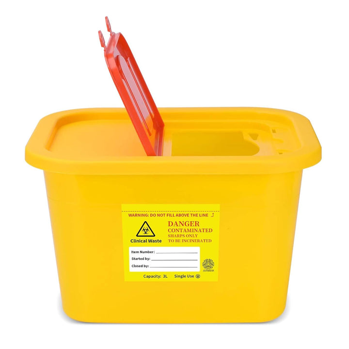 Sharp Container,  1L Tattoo Plastic Sharp Container Tattoo Medical Disposal Biohazard Needle Waste Box Safe Lock Container Tattoo Supplies (1Pc Red)