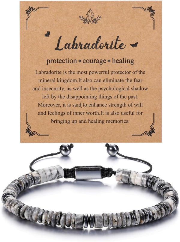 Healing Crystals Bracelet Adjustable Natural Crystal Stone Bracelets for Men and Women