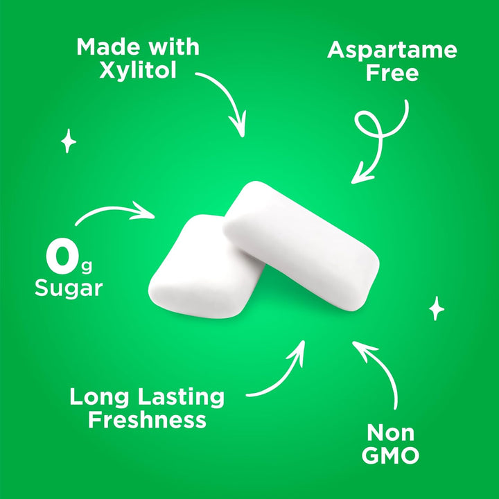 | Sugar Free Chewing Gum | Made with Xylitol | Vegan, Aspartame Free, Gluten Free & Keto Friendly | Natural Spearmint Flavoured Gum, 55 Pieces (Pack of 1)