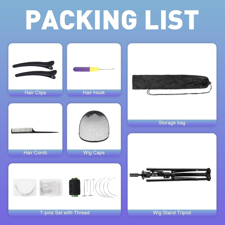 Neverland 63 Inch Wig Stand, Training Head Stands Tripod, Sturdy Metal Hairdressing Doll Mannequin Heads Stand, Canvas Foam Manikin Heads for Wigs, Training and Hairdressing