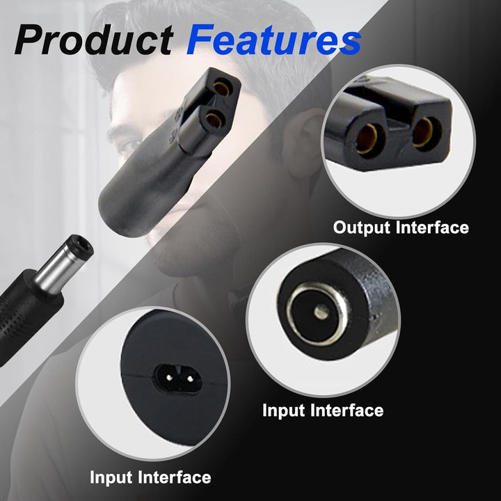 7Pcs Universal Electric Shaver Charger Kit,Usb Power Adapter Cord Replacement with 6Pcs Heads,Suitable for Electric Hair Clippers,Beard Trimmers,Shavers,Beauty Instruments,Bathroom&Travel Essential,5V