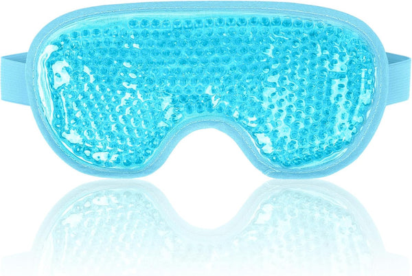 Cooling Eye Mask for Puffy Eyes, Reusable Hot Cold Therapy Gel Cold Eye Mask for Migraine, Headache, Dark Circles, Dry Swollen Eyes, Sinus Pain-Light Blue