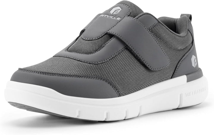 Mens Extra Wide Fit Diabetic Shoes with Adjustable Strap Breathable Walking Shoes for Swollen Feet - Easytop Strapease V4