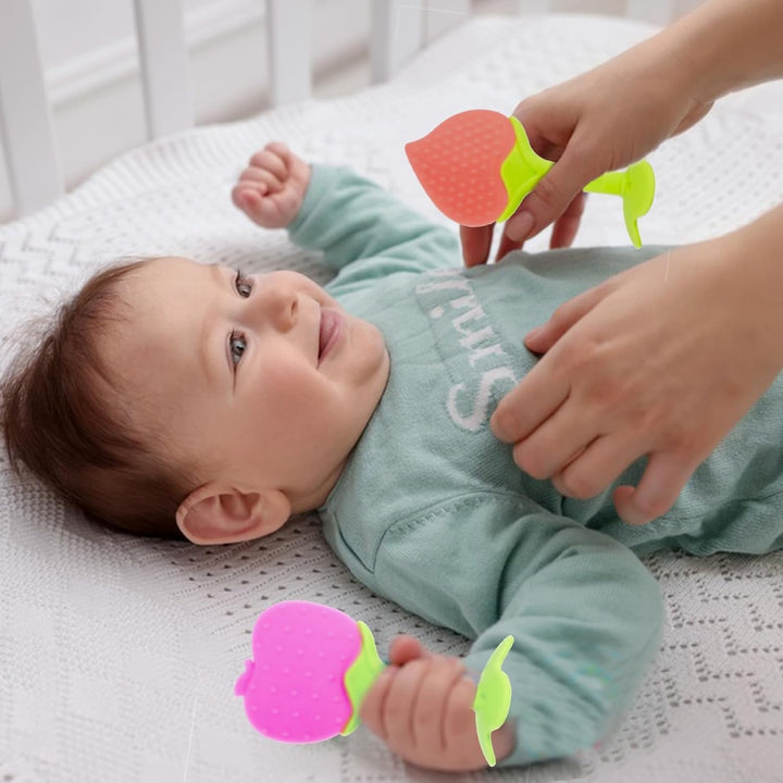 10 Pack Teething Toys for Babies, Silicone Fruit Baby Teethers Chew Toys, Soothe Babies Teething Relief Sore Gums Soft & Textured