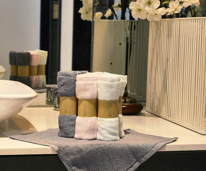 Flannel Face Cloth (6-Pack) - Bamboo Face Cloth Ultra-Soft & Baby Wash Cloth for Baby'S Sensitive Skin - Size 10"X10" Face Flannels - Face Cloths for Washing Face- Antibacterial Adult Flannel