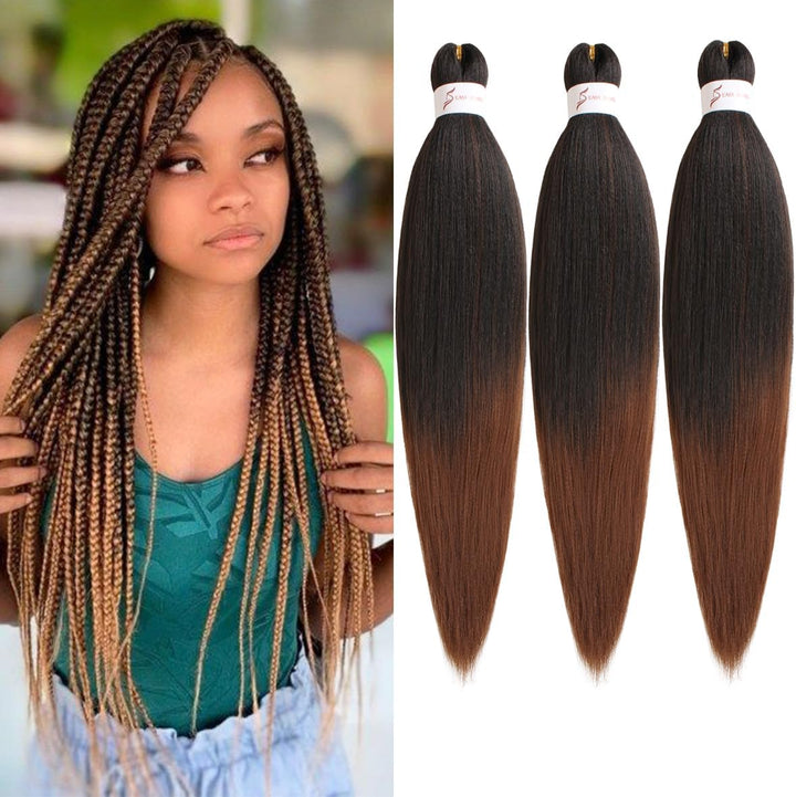 3 Packs Pre Stretched Braiding Hair Extension Yaki Texture EZ Braids Hair for Coi Leray Braids Black Braiding Crochet Hair Extensions /30 Inch 1B#