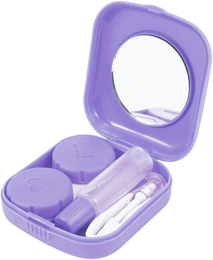 Portable Contact Lens Travel Kit with Mirror, Empty Drop Bottle, Lens Case and Tweezer – Compact Storage Set