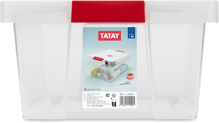 First Aid Box with Lid, 7L Capacity, with Handles, Lid 100% Recycled Materials, BPA Free. Measures 25 X 36 X 13 Cm