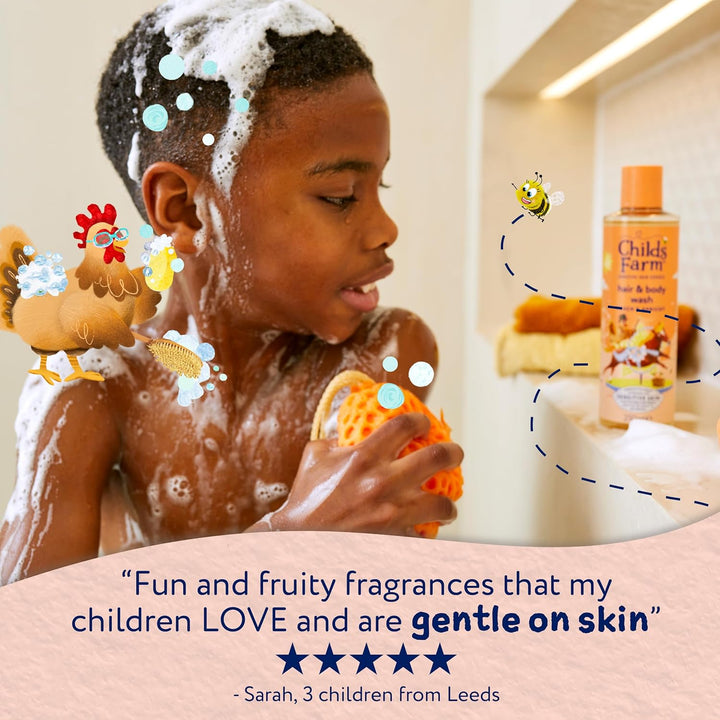 Kids Hair & Body Wash, Peach & Apricot | Tear-Free, Gently Cleanses | Suitable for Dry, Sensitive Skin, 250Ml