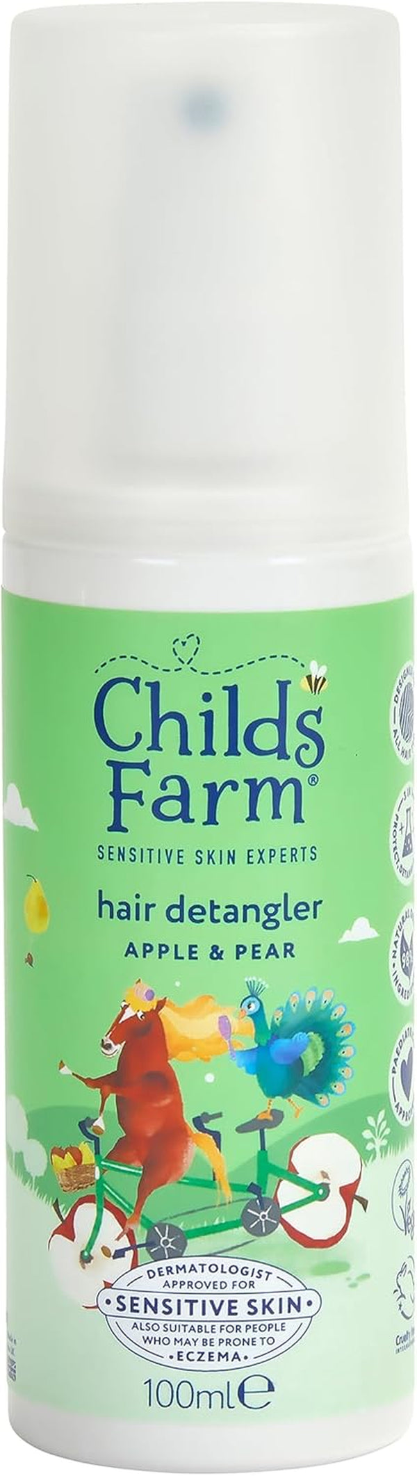 3 in 1 Hair Detangler Spray, Heat Styling Protector, Apple and Pear Fragrance, Children, Kids, 100Ml