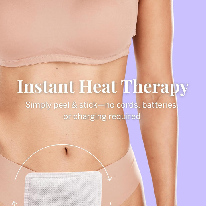 Pixie Period Cramps Menstrual Pain Relief Heat Patches - Lower Abdominal & Back Soothing Therapy - Natural Alternative to Lidocaine ICY Hot - up to 8 Hours - 6 Count Discreet Disposable Heat Pads